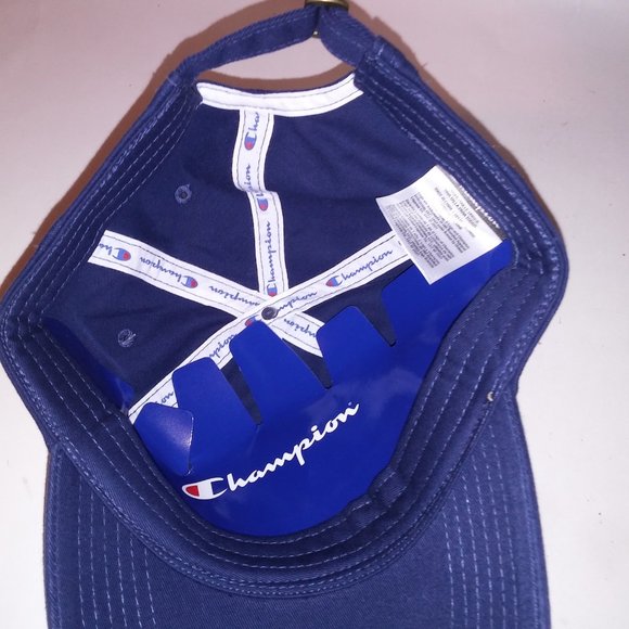 Champion Mens Hat Relaxed Fit Navy Blue One Size Pre Curved Bill Cotton Logo Buc - Picture 10 of 11